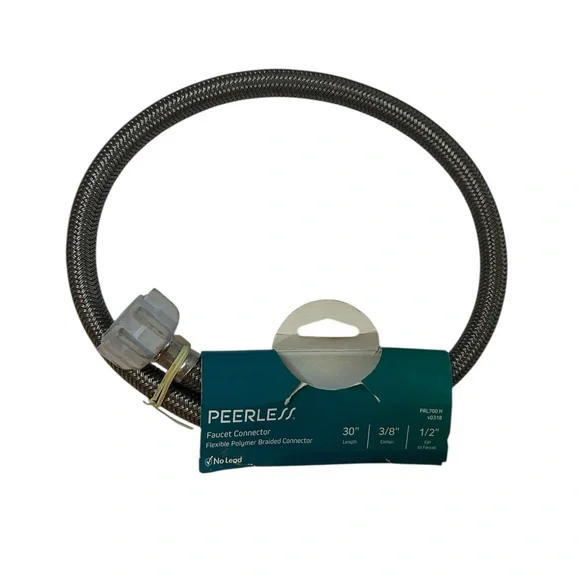 Peerless Faucet Connector 30" Braided Polymer Hose 3/8" Comp x 1/2" FIP No-Lead - Picture 3 of 4